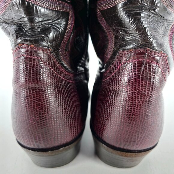 Mens 12D Burgundy Vintage Exotic Lizard Justin Cowboy Boots Lizard Western CBC - Picture 12 of 15